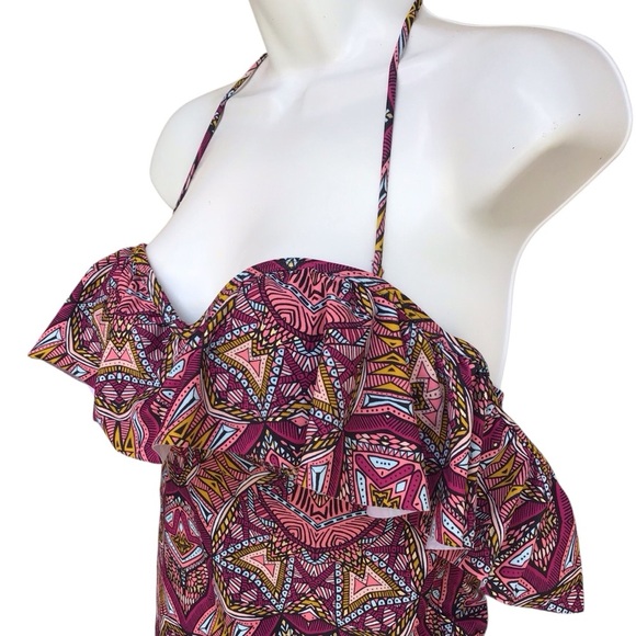 Abercrombie & Fitch Geometric Ruffle Off The Shoulder One Piece Bathing … - Picture 4 of 8
